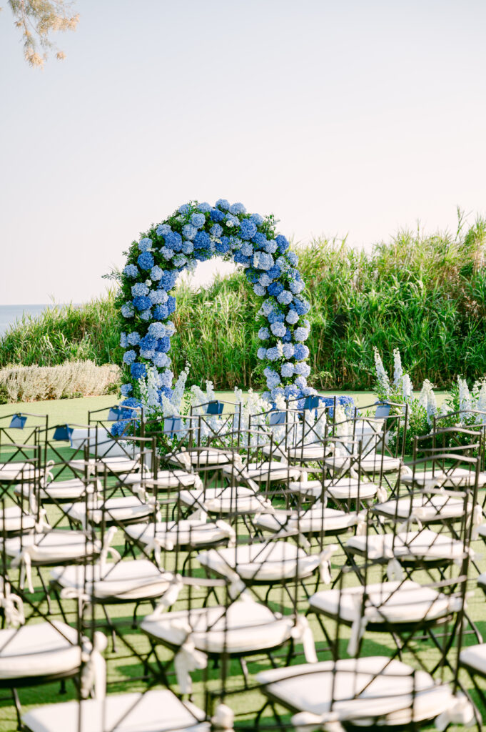 Wedding in Greece, Event planner in Greece, Event planner in Athens, Wedding in Athens, Destination wedding in Greece, Best event planners in Greece, Luxury wedding in Athenian Riviera, Wedding flowers, Wedding party, Wedding Reception, Hydrangeas weddings, Blue Hydrangeas wedding, Tulips wedding, Blue wedding in Athens, Floral design, All blue wedding, Wedding ceremony arch, Fairy lights canopy, Island Art & Taste