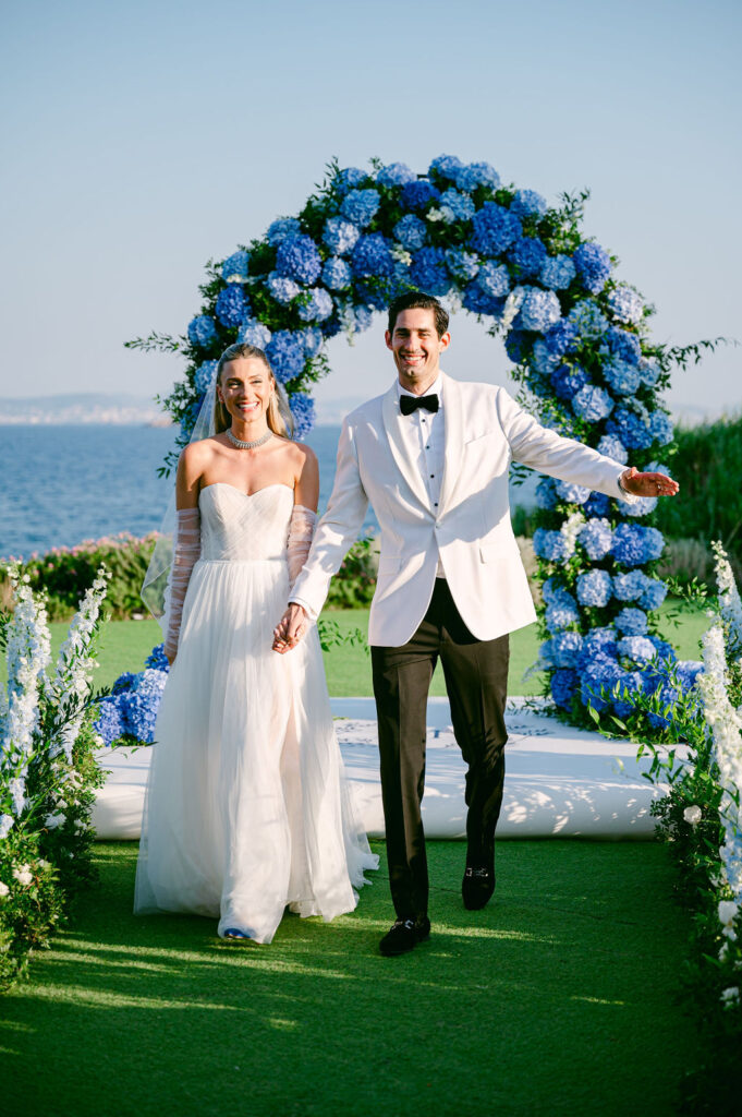 Wedding in Greece, Event planner in Greece, Event planner in Athens, Wedding in Athens, Destination wedding in Greece, Best event planners in Greece, Luxury wedding in Athenian Riviera, Wedding flowers, Wedding party, Wedding Reception, Hydrangeas weddings, Blue Hydrangeas wedding, Tulips wedding, Blue wedding in Athens, Floral design, All blue wedding, Wedding ceremony arch, Fairy lights canopy, Island Art & Taste