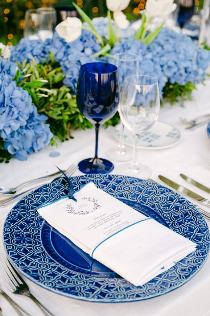 Wedding in Greece, Event planner in Greece, Event planner in Athens, Wedding in Athens, Destination wedding in Greece, Best event planners in Greece, Luxury wedding in Athenian Riviera, Wedding flowers, Wedding party, Wedding Reception, Hydrangeas weddings, Blue Hydrangeas wedding, Tulips wedding, Blue wedding in Athens, Floral design, All blue wedding, Wedding ceremony arch, Fairy lights canopy, Island Art & Taste