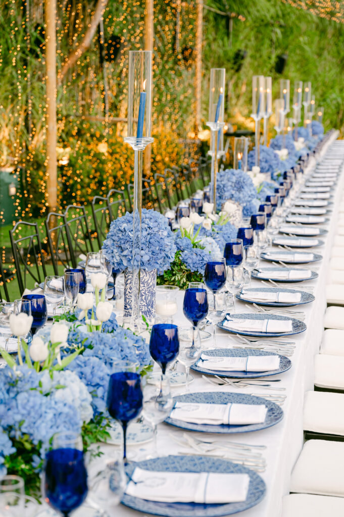 Wedding in Greece, Event planner in Greece, Event planner in Athens, Wedding in Athens, Destination wedding in Greece, Best event planners in Greece, Luxury wedding in Athenian Riviera, Wedding flowers, Wedding party, Wedding Reception, Hydrangeas weddings, Blue Hydrangeas wedding, Tulips wedding, Blue wedding in Athens, Floral design, All blue wedding, Wedding ceremony arch, Fairy lights canopy, Island Art & Taste