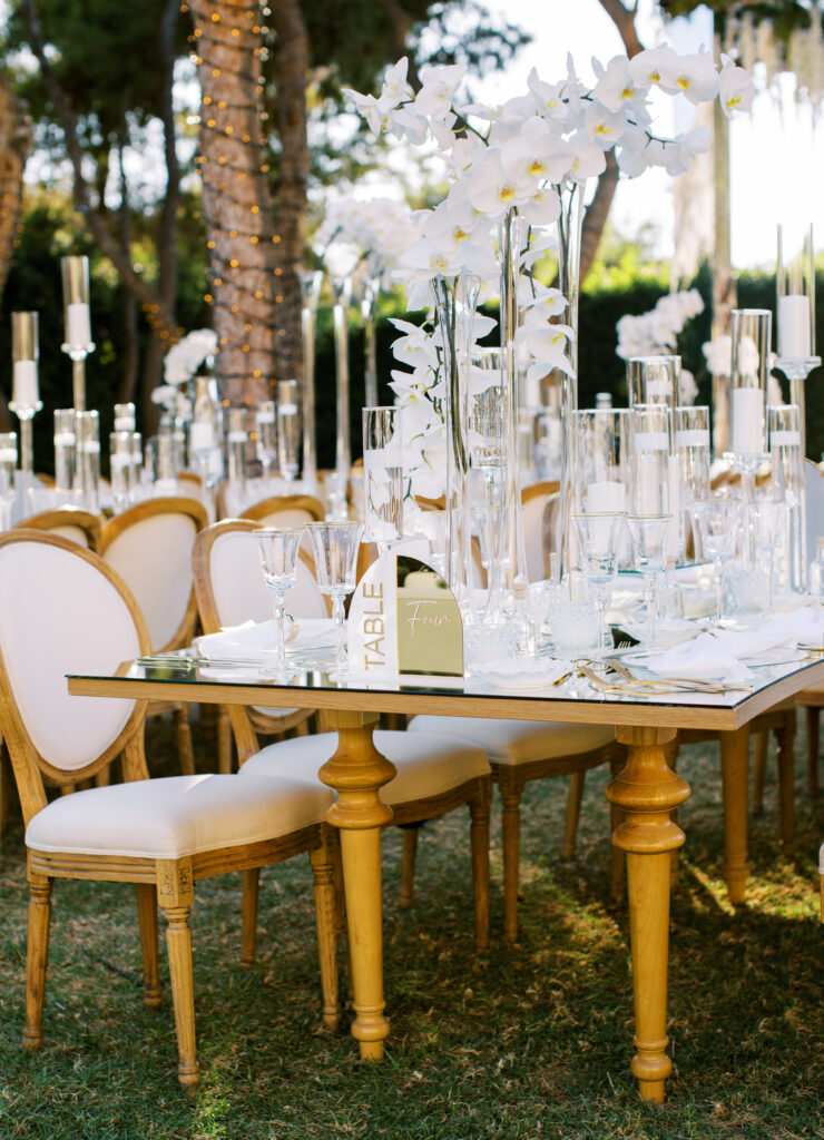 Wedding in Greece, Event planner in Greece, Event planner in Athens, Wedding in Athens, Destination wedding in Greece, Best event planners in Greece, Luxury wedding in Athenian Riviera, Wedding flowers, Wedding party, Wedding Reception, Lake Vouliagmeni, Mirrors, Orchids wedding, All white wedding in Athens, Floral design