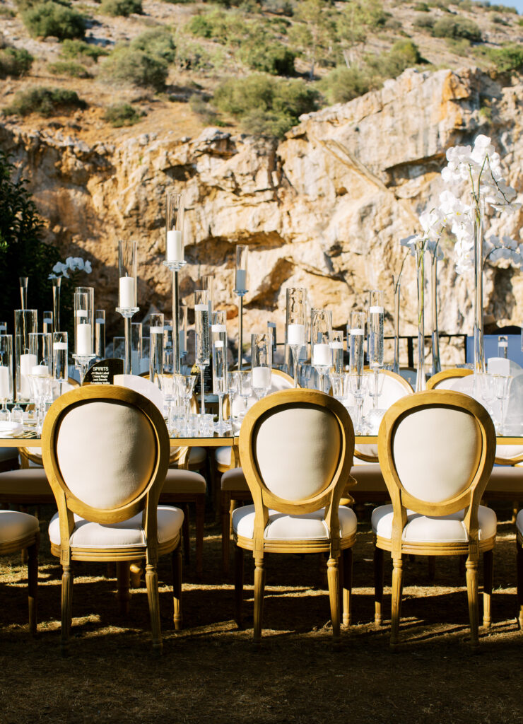 Wedding in Greece, Event planner in Greece, Event planner in Athens, Wedding in Athens, Destination wedding in Greece, Best event planners in Greece, Luxury wedding in Athenian Riviera, Wedding flowers, Wedding party, Wedding Reception, Lake Vouliagmeni, Mirrors, Orchids wedding, All white wedding in Athens, Floral design