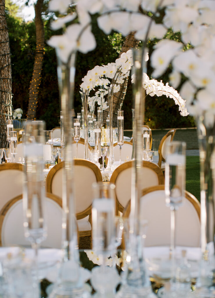 Wedding in Greece, Event planner in Greece, Event planner in Athens, Wedding in Athens, Destination wedding in Greece, Best event planners in Greece, Luxury wedding in Athenian Riviera, Wedding flowers, Wedding party, Wedding Reception, Lake Vouliagmeni, Mirrors, Orchids wedding, All white wedding in Athens, Floral design