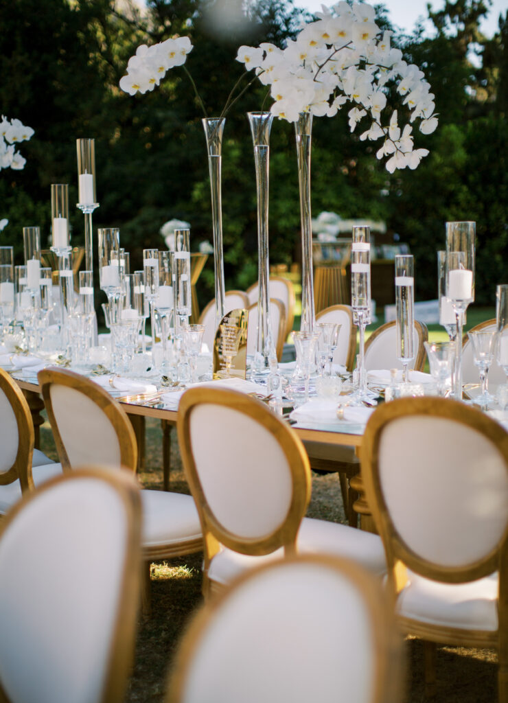 Wedding in Greece, Event planner in Greece, Event planner in Athens, Wedding in Athens, Destination wedding in Greece, Best event planners in Greece, Luxury wedding in Athenian Riviera, Wedding flowers, Wedding party, Wedding Reception, Lake Vouliagmeni, Mirrors, Orchids wedding, All white wedding in Athens, Floral design