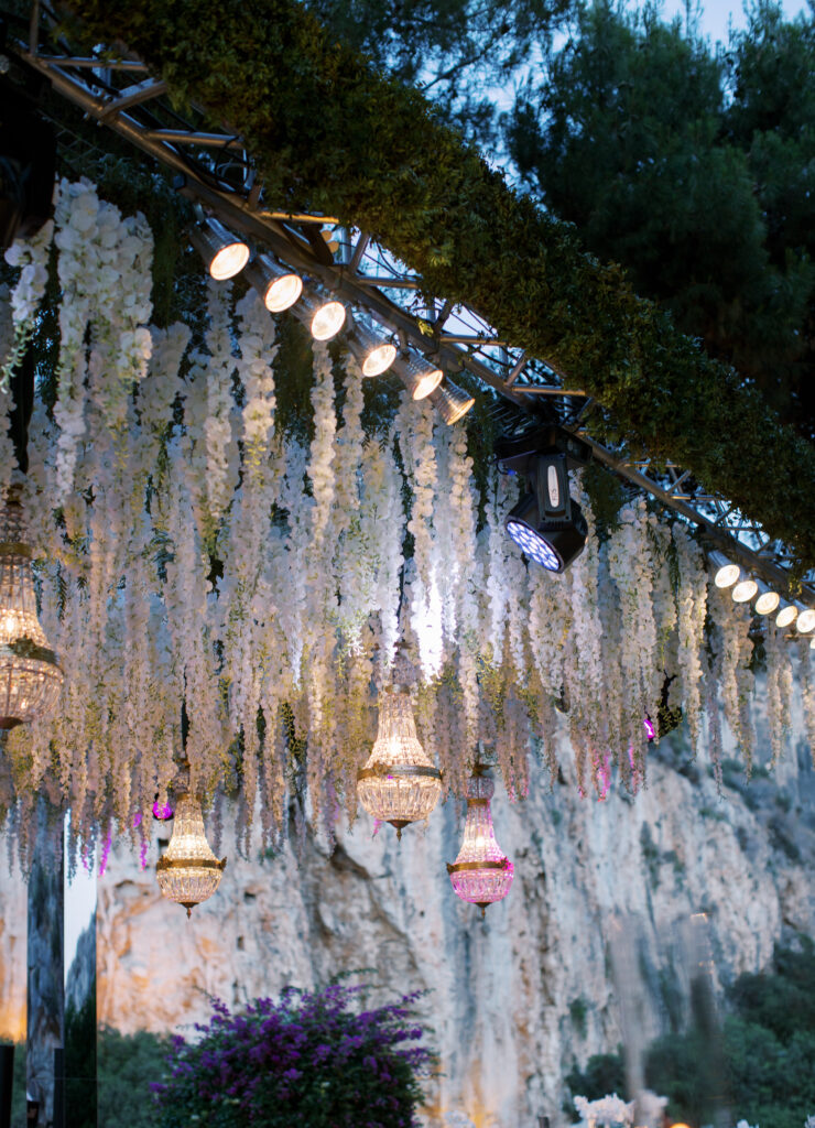 Wedding in Greece, Event planner in Greece, Event planner in Athens, Wedding in Athens, Destination wedding in Greece, Best event planners in Greece, Luxury wedding in Athenian Riviera, Wedding flowers, Wedding party, Wedding Reception, Lake Vouliagmeni, Mirrors, Orchids wedding, All white wedding in Athens, Floral design , Chandeliers wedding